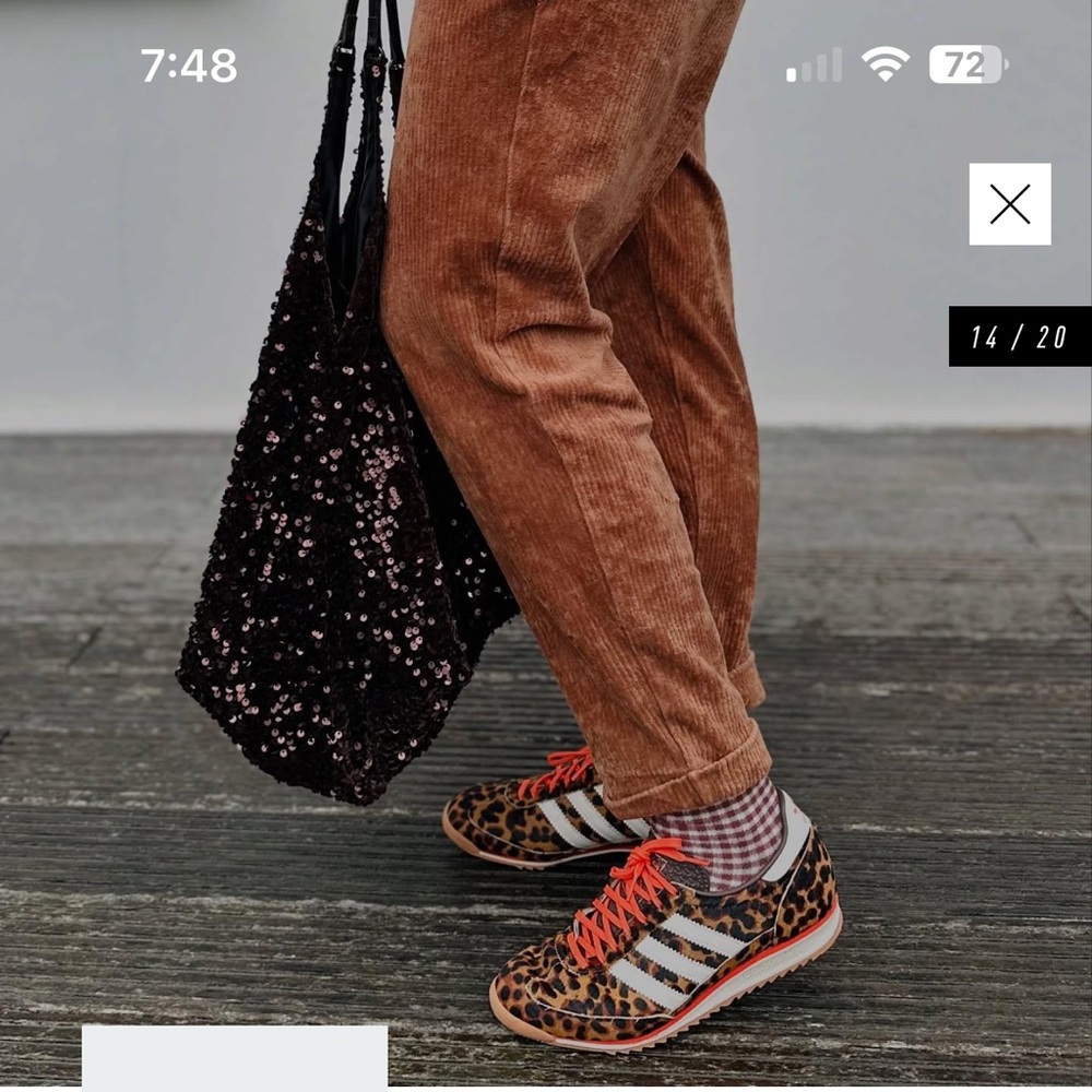 Adidas Leopard Print SL 72 OG Sneakers Dark Brown Semi Impact Orange New In Box - Picture 4 of 8